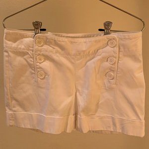 Trendy White Button Shorts